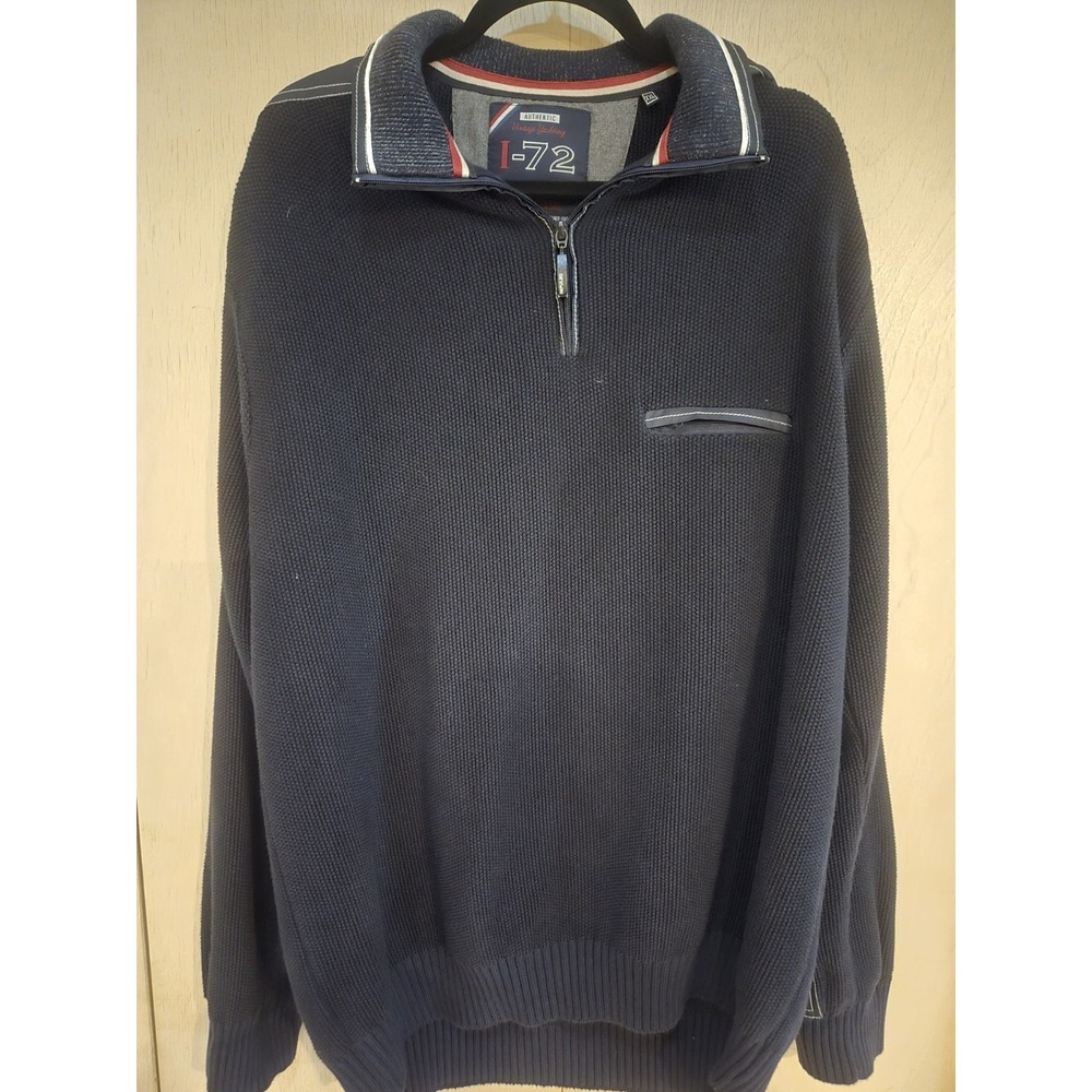 I-72 Impulso Isle Regatta Sail 1/4 Zip Waffle Sweater Navy Cotton XXL...